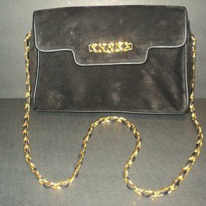 New Vintage Amanda Smith Crossbody Bag Black Suede  7 1/2" H  x 11" W